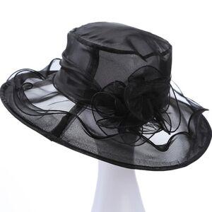 NWT Women Kentucky Derby Organza Fascinator Floral Veil Mesh Sun Hat Church Hat